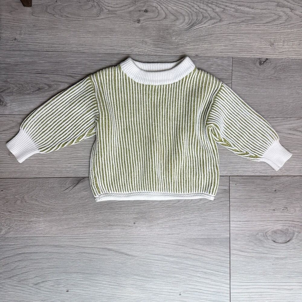 Fostered Collection Kids Crew Neck Sweater 3 Green Long Sleeve Ribbed Knit